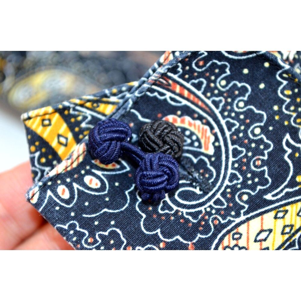 Stacy Adams Shirt Men's  17 32/33  Black Yellow Paisley Convertible French Cuffs - Picture 16 of 16